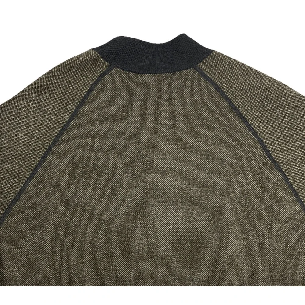 Banana Republic Mens XL Wool Birdseye Bomber Sweater Jacket Dark Gray Buttons